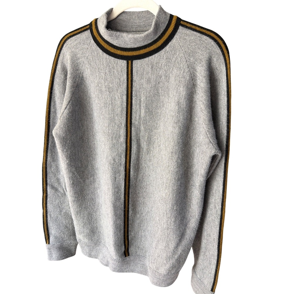 Vintage Jantzen NFL The Expandables Mock Neck Sweater Mens Large Grey USA Made